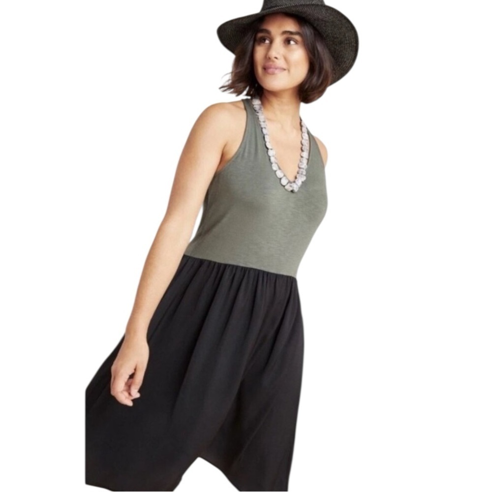 Anthropologie Dolan Fabiana Knit Dress Olive Green Black- Size Small